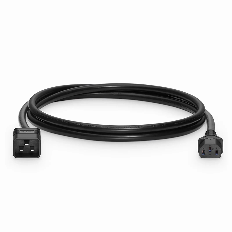 6ft (1.8m) IEC60320 C20 to IEC60320 C13 14AWG 250V/15A Power Cord, Black