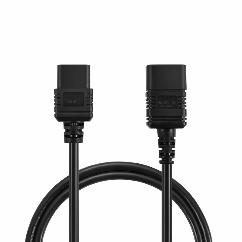 3ft (0.9m) IEC60320 C20 to IEC60320 C19 14AWG 250V/16A Power Extension Cord, Black