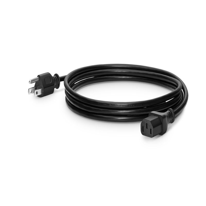15ft (4.6m) NEMA 5-15P to IEC60320 C13 16AWG 125V/10A Power Cord, Black