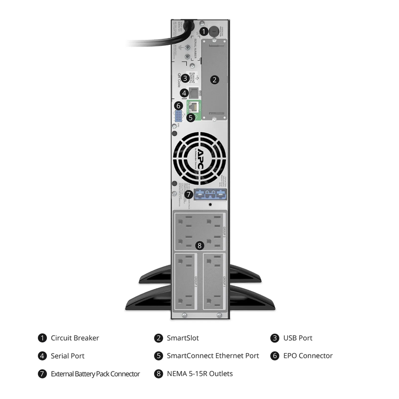 APC Smart-UPS X, Line Interactive, 1500VA/1350W, 120V, 8 x NEMA 5-15R Outlets, SmartConnect & SmartSlot, 1 Replaceable Battery Module Included, Rack 2U/Tower Convertible