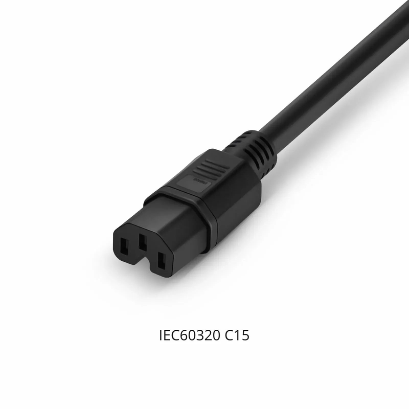 3ft (0.9m) IEC60320 C14 to IEC60320 C15 14AWG 250V/15A Power Cord, Black