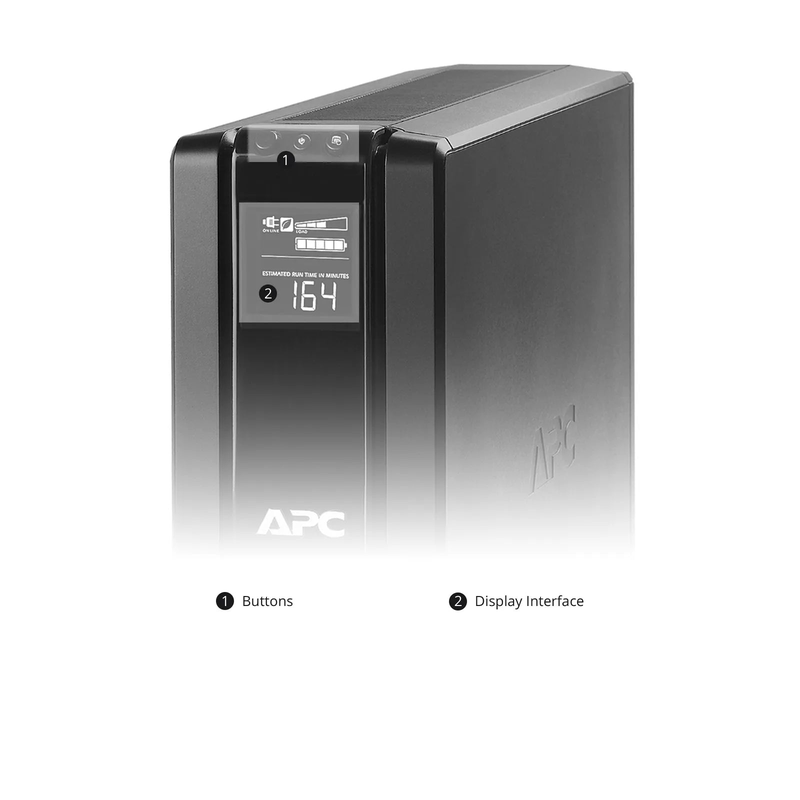 APC Back-UPS Pro, 1500VA/865W, 120V, 10 x NEMA 5-15R Outlets, AVR, LCD, 1 Replaceable Battery Module Included, Tower
