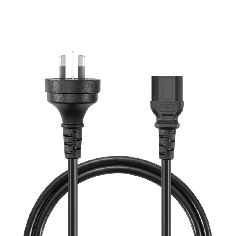 2ft (0.6m) AS/NZS 3112 Australia to IEC60320 C13 3 x 1.0mm² 250V/10A Power Cord, Black