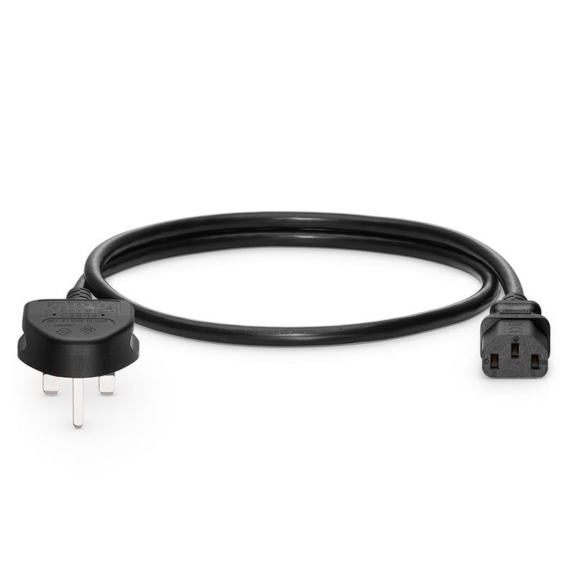 6ft (1.8m) BS 1363 to IEC60320 C13 3 x 1.0mm² 250V/10A Power Cord, Black