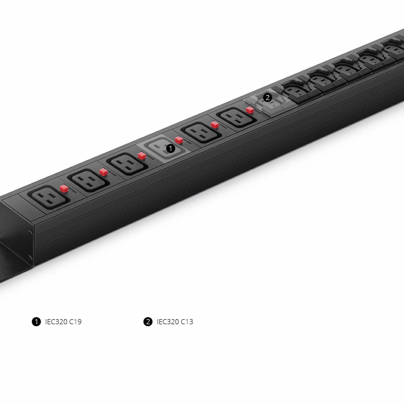 14.49kW Single-Phase 63A/230V Basic Rack PDU, 21 x C13 & 6 x C19 Outlets, IEC309 63A 2P + E Plug, 10ft Cord, 0U Vertical