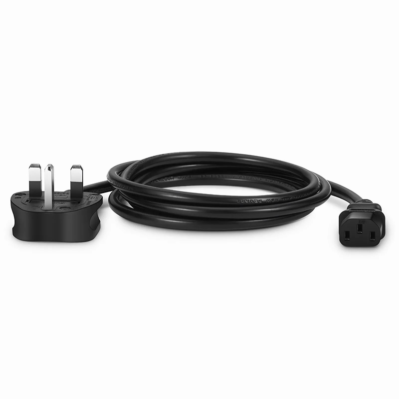 6ft (1.8m) BS 1363 to IEC60320 C13 3 x 0.75mm² 250V/10A Power Cord, Black