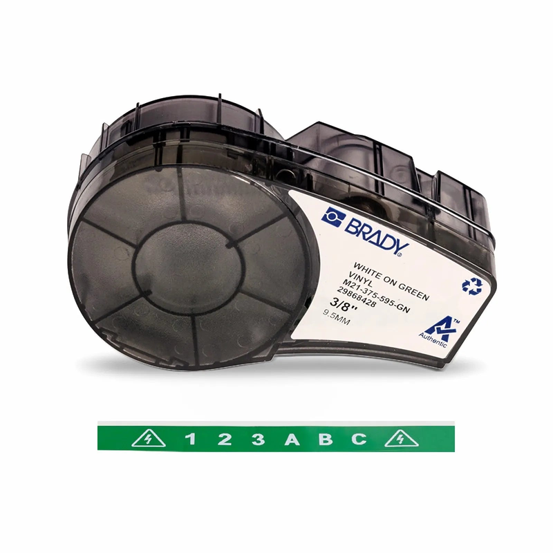 0.375in.W x 252in.L Panel/Surface Labels with Ribbon for M210 and M211 Printers, Continuous Label/Cartridge, White on Green