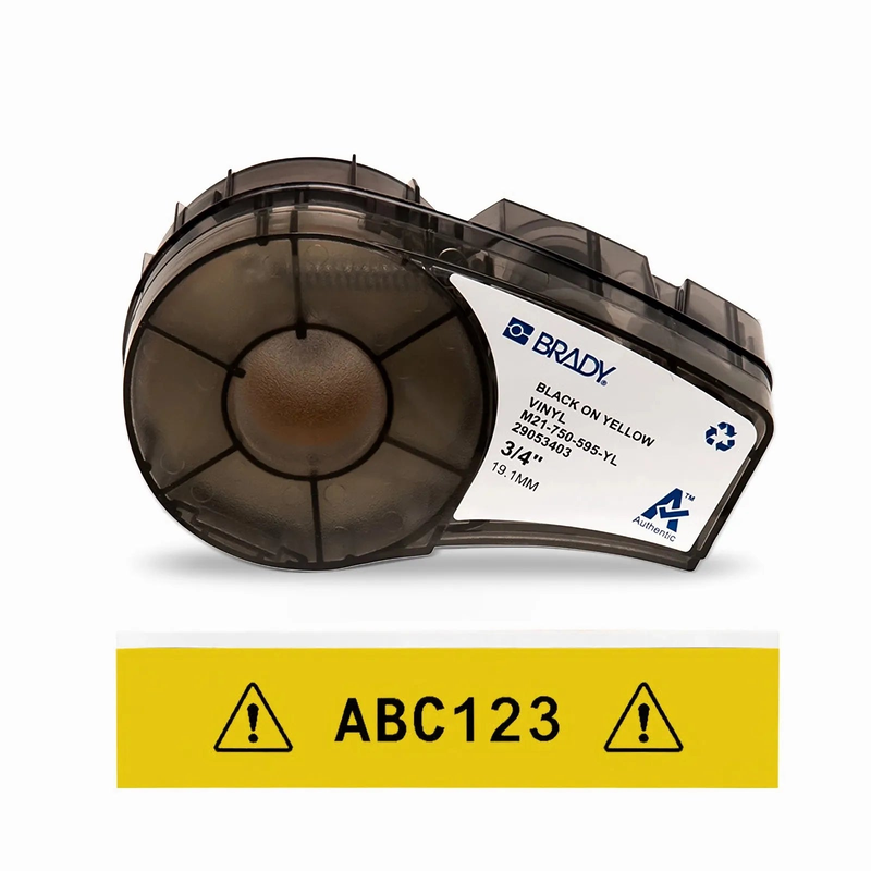 0.75in.W x 252in.L Panel/Surface Labels with Ribbon for M210 and M211 Printers, Continuous Label/Cartridge, Black on Yellow