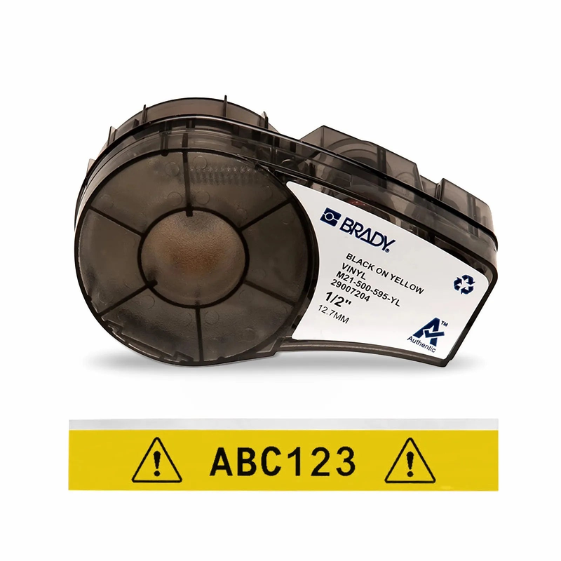 0.5in.W x 252in.L Panel/Surface Labels with Ribbon for M210 and M211 Printers, Continuous Label/Cartridge, Black on Yellow