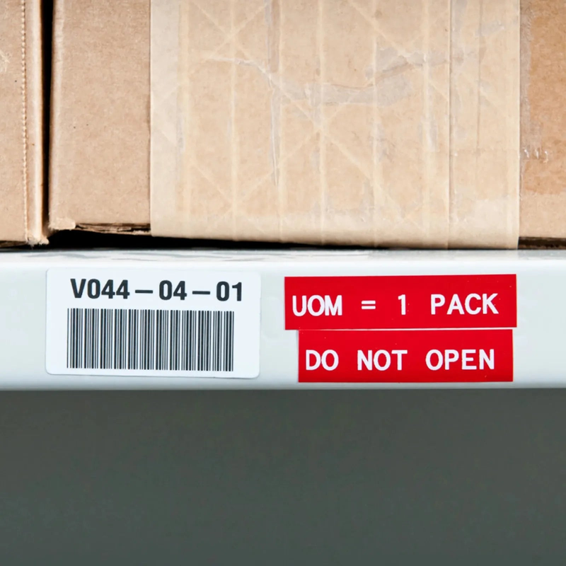 0.375in.W x 252in.L Panel/Surface Labels with Ribbon for M210 and M211 Printers, Continuous Label/Cartridge, White on Red