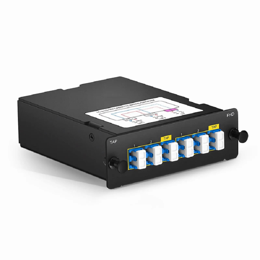 FHD™ LC TAP Cassette, OS2 Single Mode, 4 x LC Duplex Live Ports, 2 x LC Duplex TAP Ports, 50/50 Split Ratio (Live/TAP), 1/10/40/100G