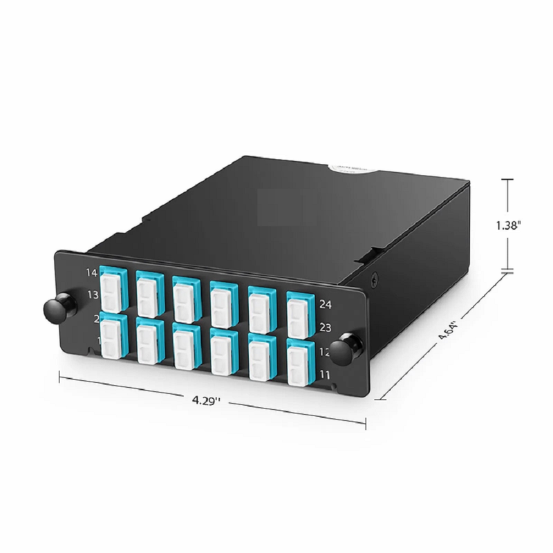 FHD™ MTP®-LC Cassette, OS2 Single Mode, Type A, 24 Fibers, 2 x MTP®-12 (Male) to 12 x LC Duplex (Blue), 0.35dB Max.