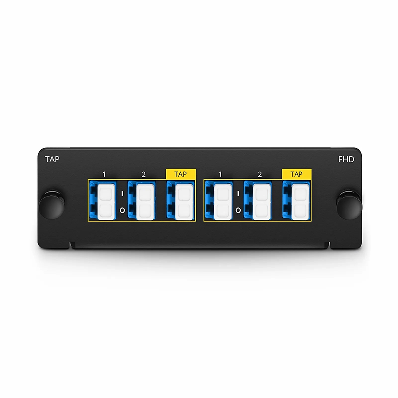 FHD™ LC TAP Cassette, OS2 Single Mode, 4 x LC Duplex Live Ports, 2 x LC Duplex TAP Ports, 50/50 Split Ratio (Live/TAP), 1/10/40/100G
