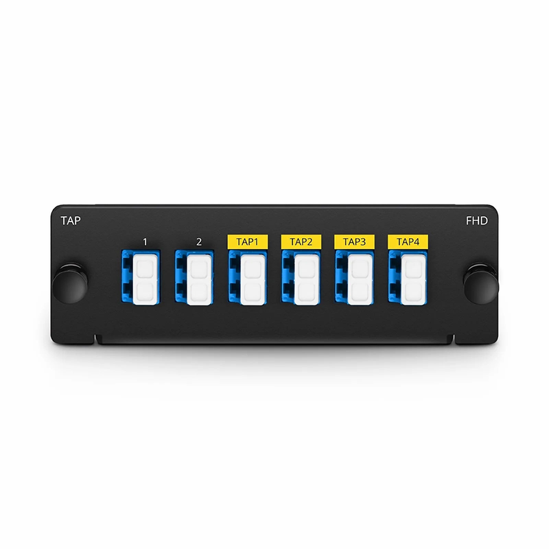 FHD™ Demux LC TAP Cassette, OS2 Single Mode, 2 x LC Duplex Live Ports, 4 x LC Duplex TAP Ports, 50/50 Split Ratio (Live/TAP), 1/10/40/100G
