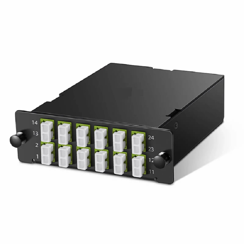FHD™ MTP®-LC Cassette, OM5 Multimode, Type A, 12 Fibers, MTP®-12 (Male) to 6 x LC Duplex, 0.35dB Max.