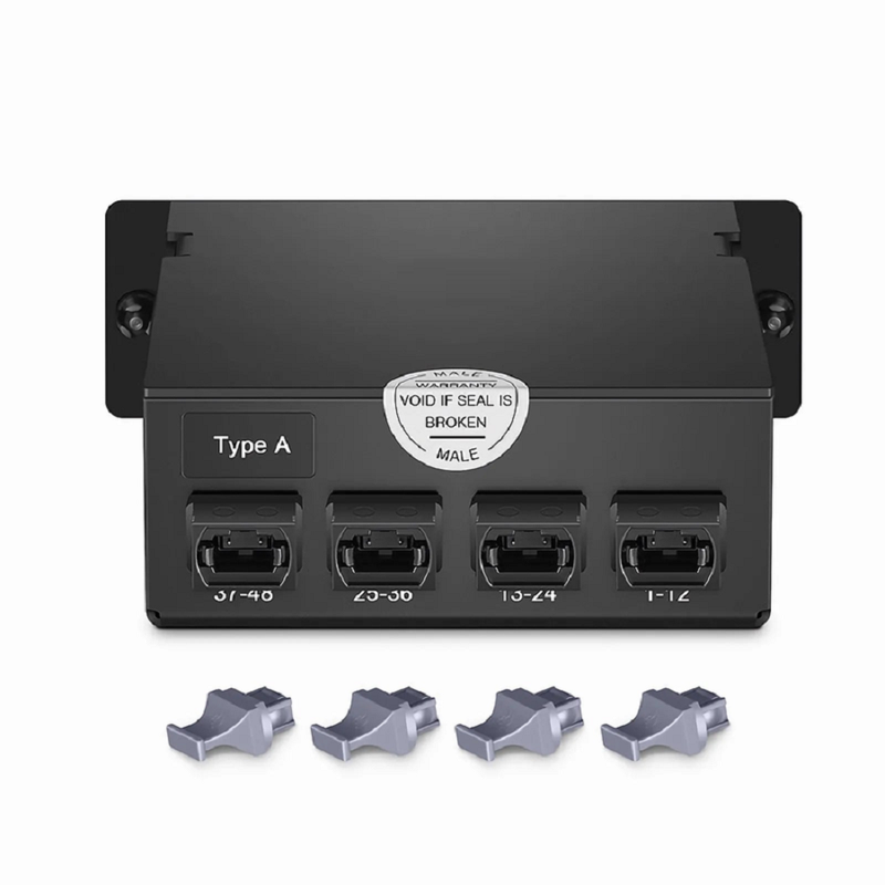 FHD™ MTP®-LC Cassette, OS2 Single Mode, Universal, 24 Fibers, 3 x MTP®-8 (Male) to 12 x Shuttered LC Duplex (Blue), 0.35dB Max.