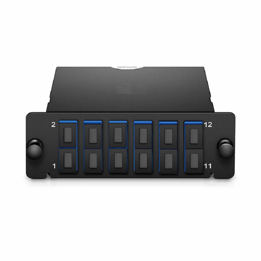 FHD™ MTP®-SC Cassette, OS2 Single Mode, Type A, 12 Fibers, MTP®-12 (Male) to 6 x SC Duplex (Blue), 0.35dB Max.