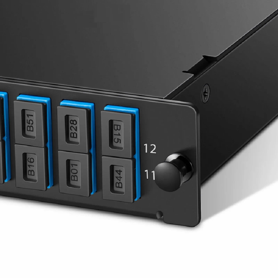 FHD™ MTP®-SC Cassette, OS2 Single Mode, Type A, 12 Fibers, MTP®-12 (Male) to 6 x SC Duplex (Blue), 0.35dB Max.