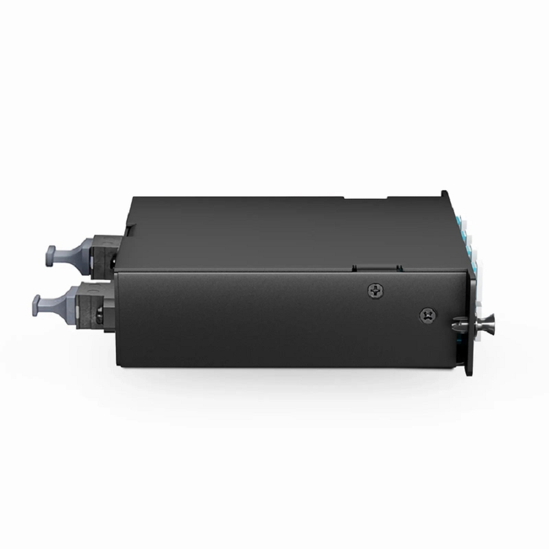 FHD™ MTP®-LC Cassette, OM4 Multimode, Universal, 16 Fibers, 2 x MTP®-8 (Male) to 8 x LC Duplex (Aqua), 0.35dB Max.
