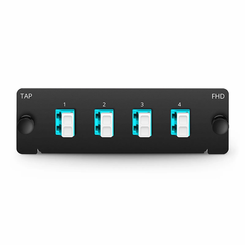 FHD™ MTP®-LC TAP Cassette, OM4 Multimode, 4 x LC Duplex Live Ports, MTP®-8 Male Live Port, MTP®-8 Male TAP Port, 50/50 Split Ratio (Live/TAP), 10/40/100G