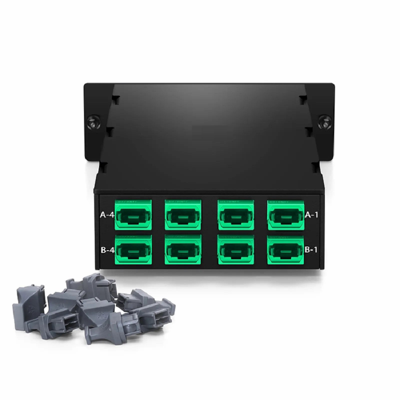 FHD™ 8 x MTP®-8 Mesh Cassette, 64 Fibers OS2 Single Mode, Universal, 8 x 8F MTP® to 8 x 8F MTP® (Green), 0.35dB Max.