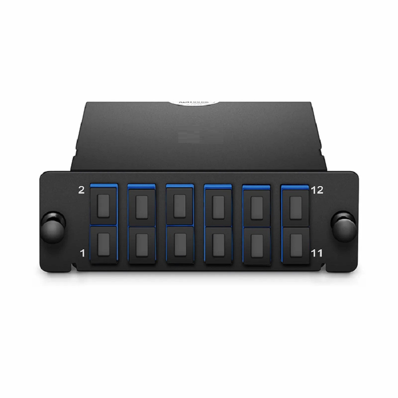 FHD™ MTP®-SC Cassette, OS2 Single Mode, Type A, 12 Fibers, MTP®-12 (Male) to 6 x SC Duplex (Blue), 0.35dB Max.