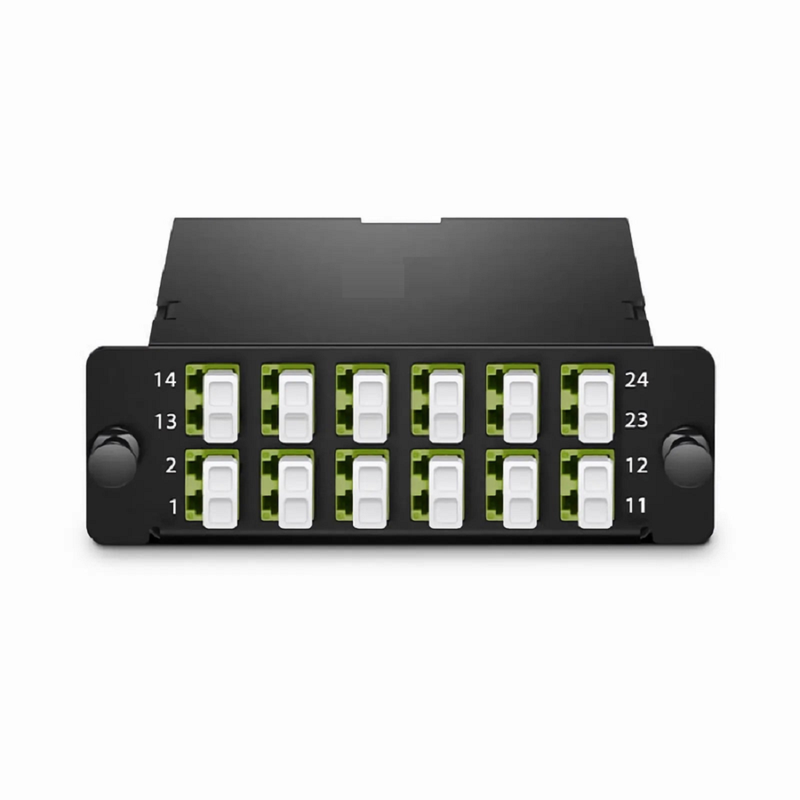FHD™ MTP®-LC Cassette, OM5 Multimode, Type A, 24 Fibers, 2 x MTP®-12 (Male) to 12 x LC Duplex, 0.35dB Max.