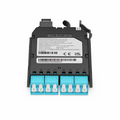 FHX™ MTP®-LC Cassette, OM4 Multimode, Universal, 8 Fibers, MTP®-8 (Male) to 4 x Shuttered LC Duplex (Aqua), 0.35dB Max.