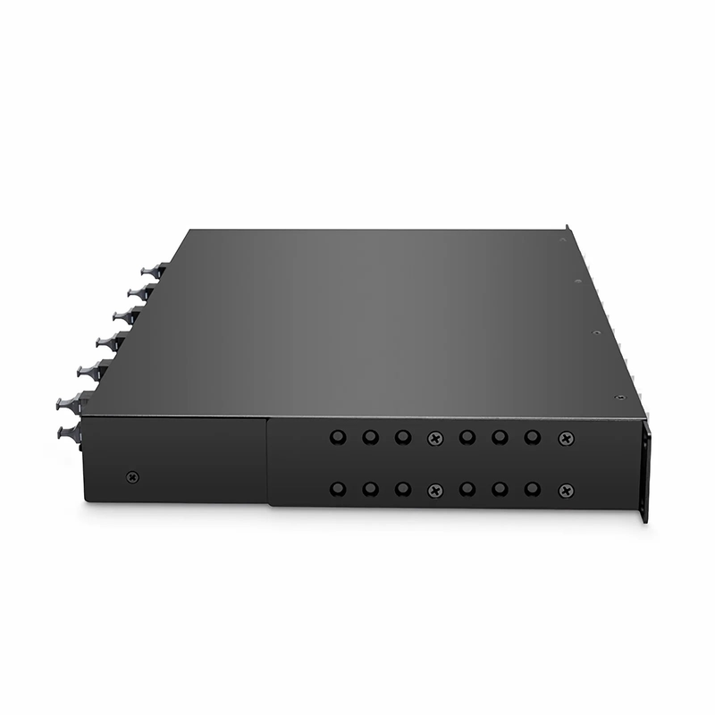 FHU™ 1U MTP®-LC Cassette, OS2 Single Mode, Universal, 96 Fibers, 12 x MTP®-8 (Male) to 24 x LC Quad (Blue), 0.35dB Max.