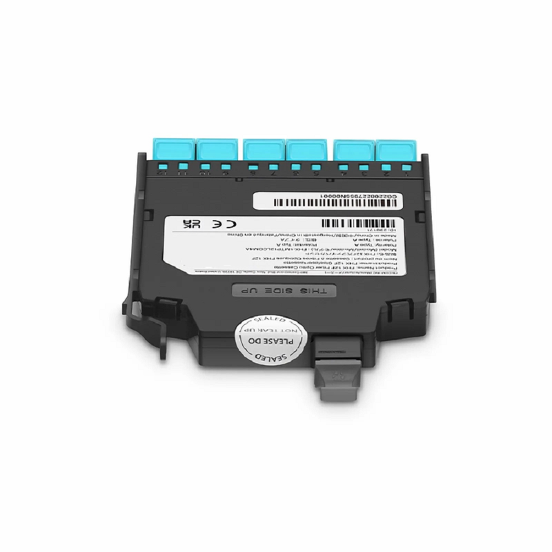 FHX™ MTP®-LC Cassette, OM4 Multimode, Type A, 12 Fibers, MTP®-12 (Male) to 6 x Shuttered LC Duplex (Aqua), 0.35dB Max.
