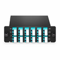 FHD™ LC Splice Cassette with Pigtails, 24 Fibers OM4 Multimode,12 x LC UPC Duplex (Aqua), 0.3dB Max.