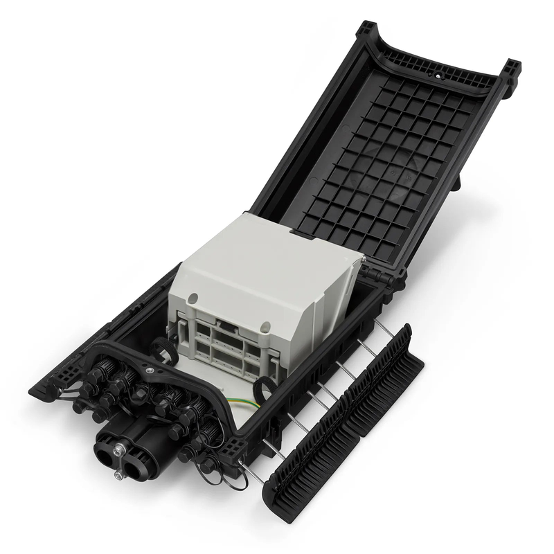 Fully Pre-Terminated Fiber Distribution Hub Box for Quick ODN, 1 Uncut Port, 13 SC/APC Hardened Adapters, Mechanical Seal, Supports 1:2/1:4/1:8 Mini Splitters, PP+GF, IP68, Wall/Pole/Aerial Mount, Indoor/Outdoor