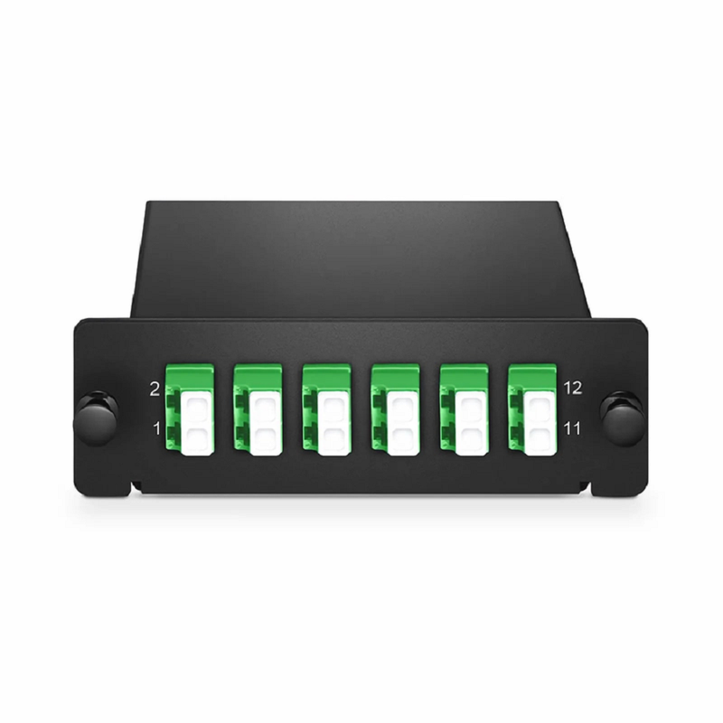 FHD™ LC Splice Cassette with Pigtails, 12 Fibers OS2 Single Mode, 6 x LC APC Duplex (Green), 0.3dB Max.