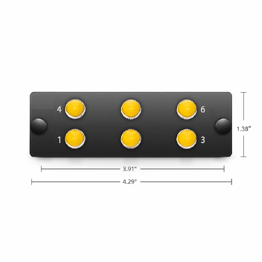 FHD™ Fiber Adapter Panel, 6 Fibers OM3/OM4 Multimode, 6 x ST Simplex (Plated) Adapter, Ceramic Sleeve