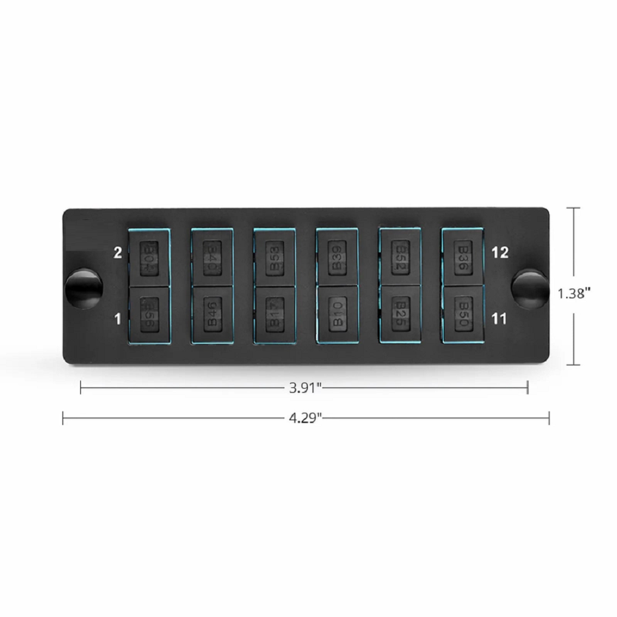 FHD™ Fiber Adapter Panel, 12 Fibers OM4 Multimode, 6 x SC UPC Duplex (Aqua) Adapter, Ceramic Sleeve
