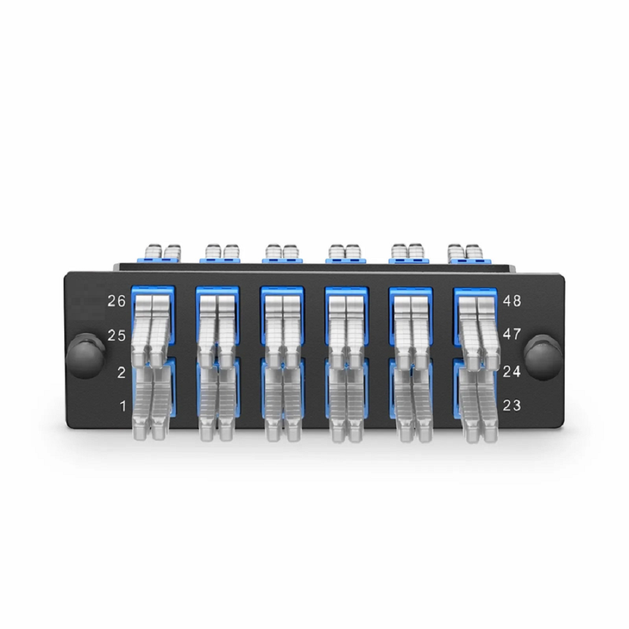 FHD™ Fiber Adapter Panel, 48 Fibers OS2 Single Mode, 12 x MDC UPC 2-Port Duplex (Blue) Adapter, Ceramic Sleeve