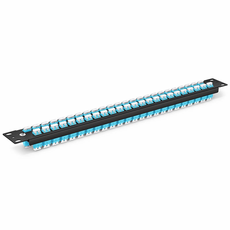 FHU™ 1U 19'' Fiber Adapter Panel, 96 Fibers OM4 Multimode, 48 x LC UPC Duplex (Aqua) Adapter, Ceramic Sleeve
