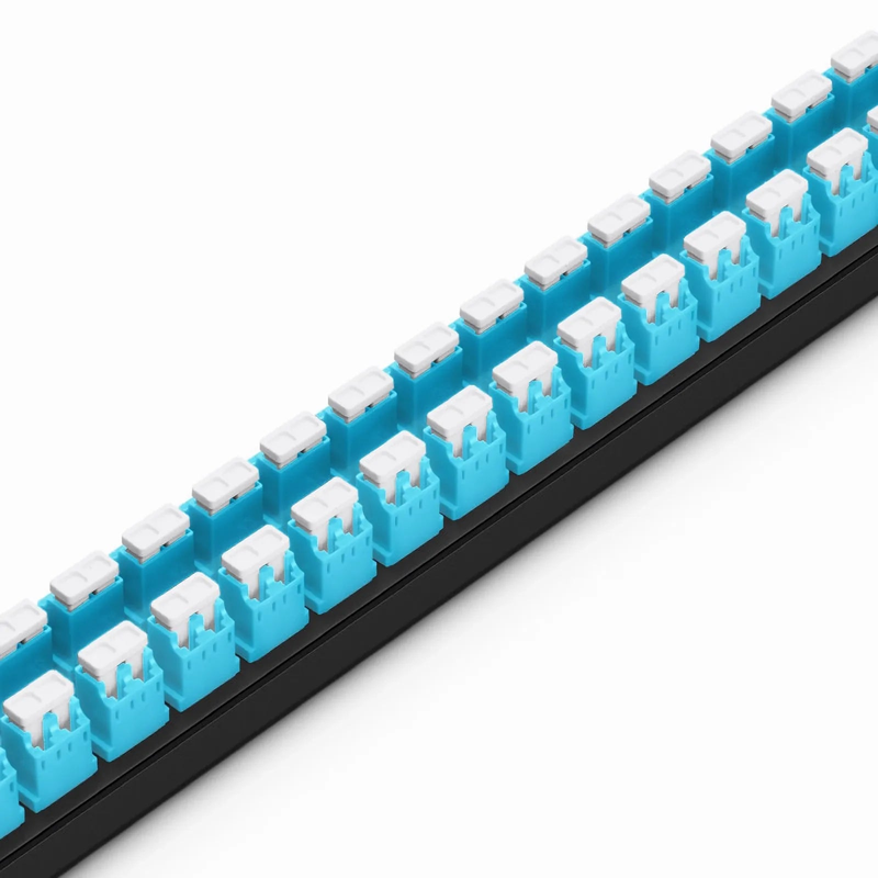 FHU™ 1U 19'' Fiber Adapter Panel, 96 Fibers OM4 Multimode, 48 x LC UPC Duplex (Aqua) Adapter, Ceramic Sleeve