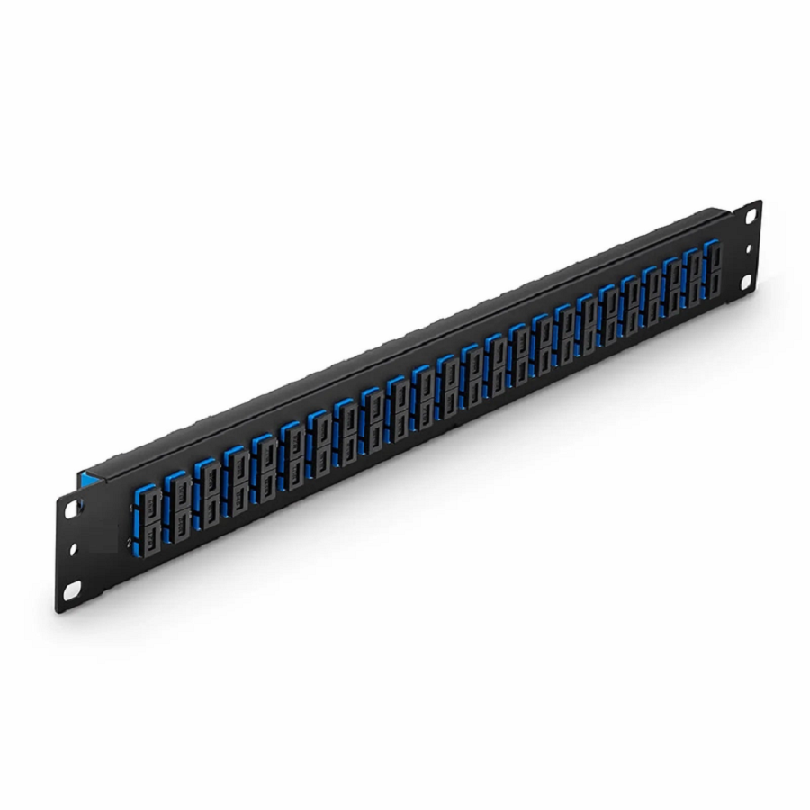 FHU™ 1U 19'' Fiber Adapter Panel, 48 Fibers OS2 Single Mode, 24 x SC UPC Duplex (Blue) Adapter, Ceramic Sleeve