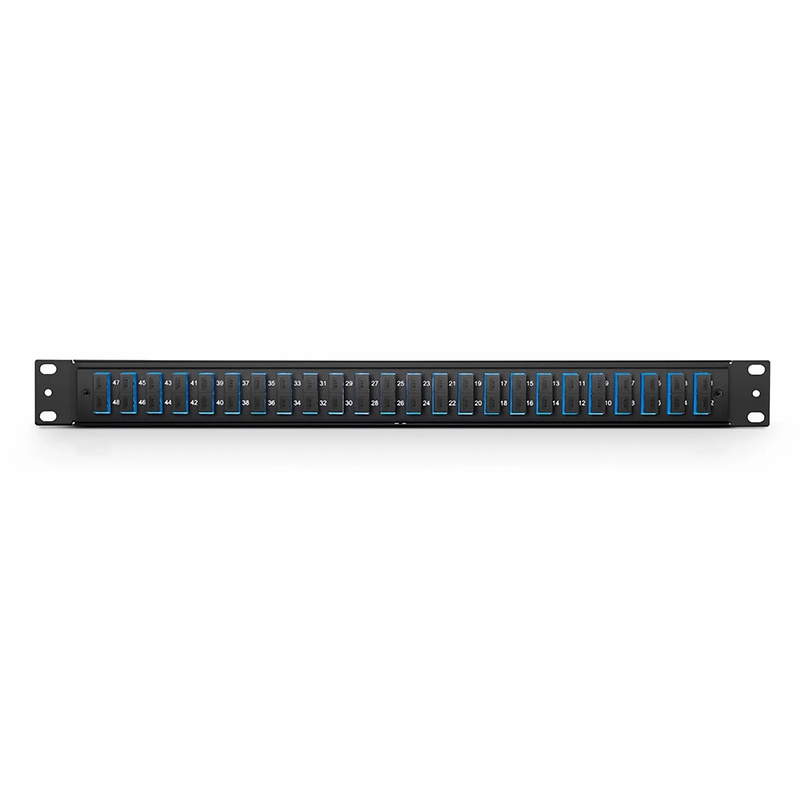 FHU™ 1U 19'' Fiber Adapter Panel, 48 Fibers OS2 Single Mode, 24 x SC UPC Duplex (Blue) Adapter, Ceramic Sleeve