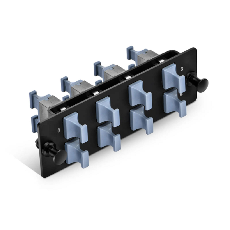 FHD™ Fiber Adapter Panel, OM3/OM4, 8 x MTP®-8/12/24 Key Up to Key Up (Charcoal Gray) Adapter, Type B