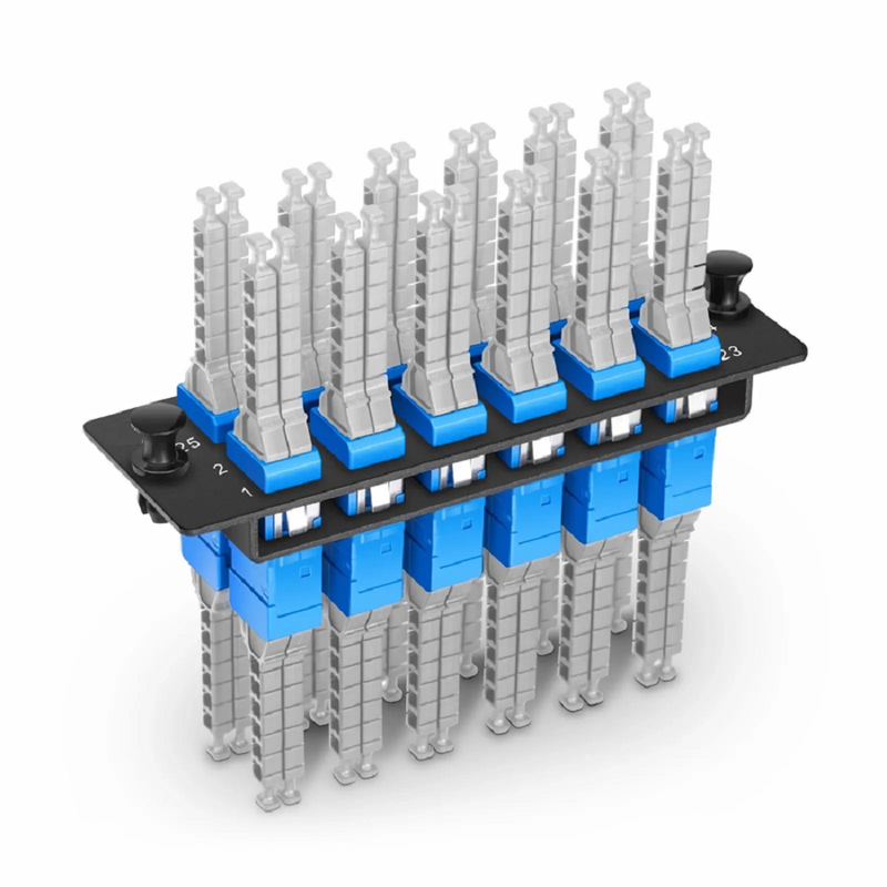 FHD™ Fiber Adapter Panel, 48 Fibers OS2 Single Mode, 12 x MDC UPC 2-Port Duplex (Blue) Adapter, Ceramic Sleeve