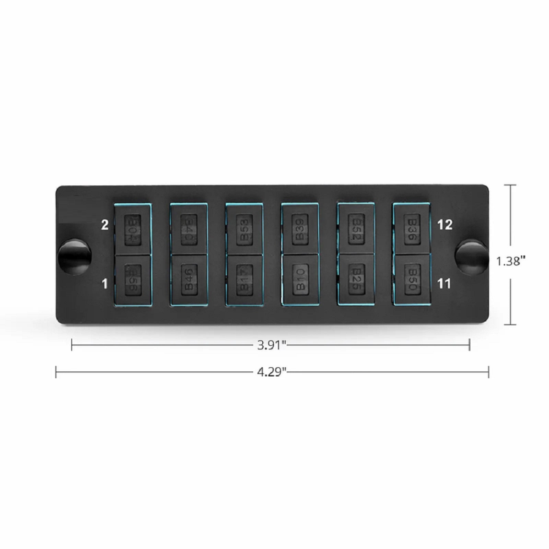 FHD™ Fiber Adapter Panel, 12 Fibers OM4 Multimode, 6 x SC UPC Duplex (Aqua) Adapter, Ceramic Sleeve