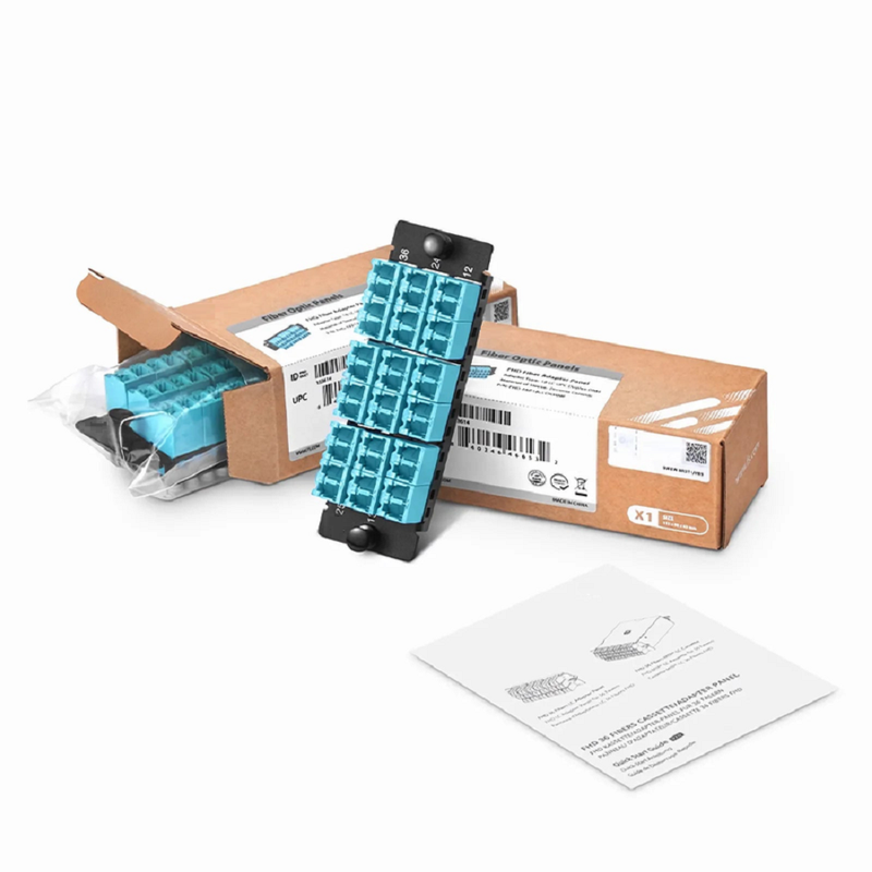 FHD™ Fiber Adapter Panel, 36 Fibers OS2 Single Mode, 18 x Shuttered LC UPC Duplex (Blue) Adapter, Ceramic Sleeve