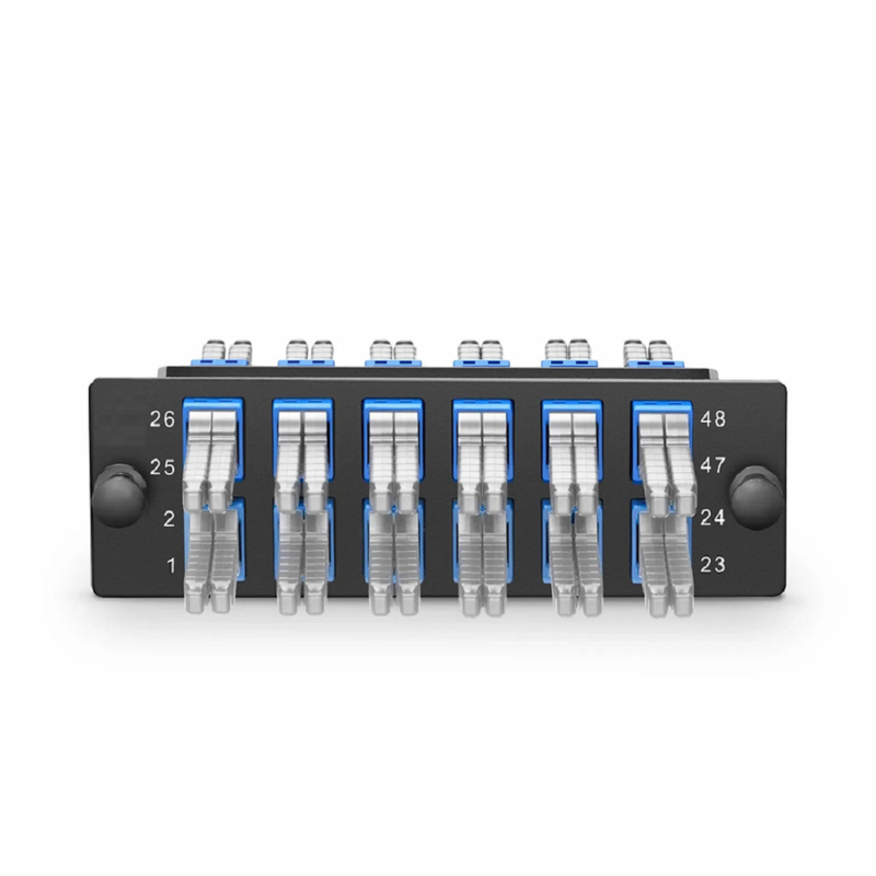 FHD™ Fiber Adapter Panel, 48 Fibers OS2 Single Mode, 12 x MDC UPC 2-Port Duplex (Blue) Adapter, Ceramic Sleeve