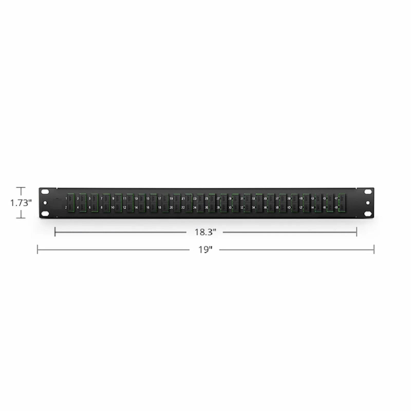 FHU™ 1U 19'' Fiber Adapter Panel, 48 Fibers OS2 Single Mode, 24 x SC UPC Duplex (Blue) Adapter, Ceramic Sleeve