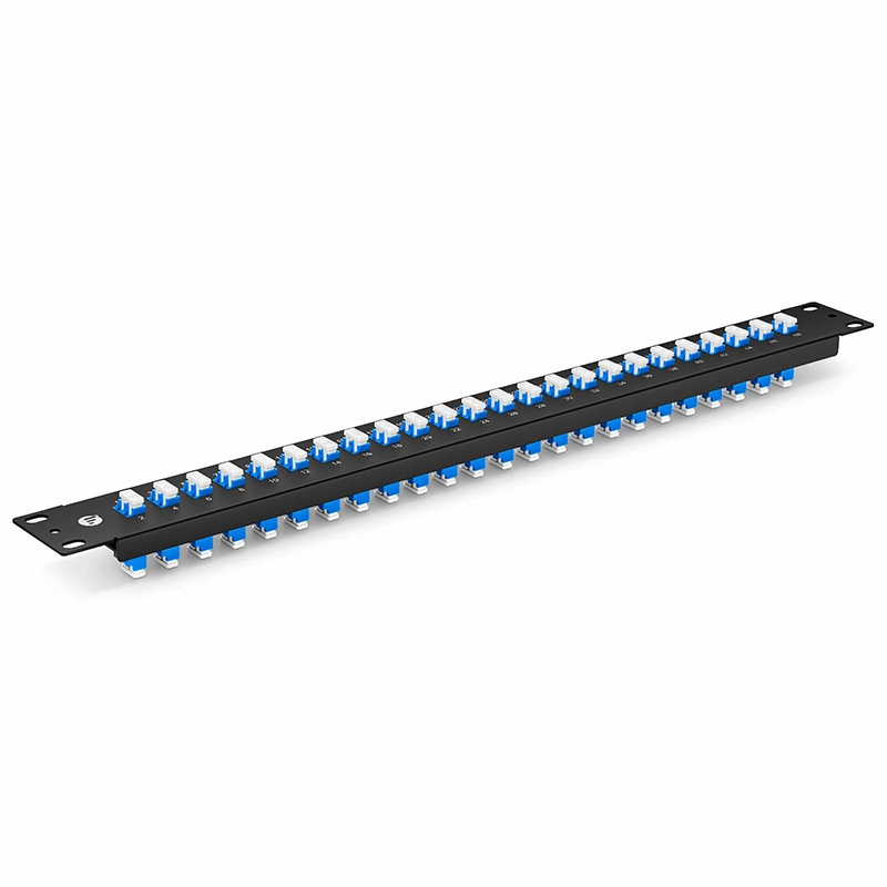 FHU™ 1U 19'' Fiber Adapter Panel, 48 Fibers OS2 Single Mode, 24 x LC UPC Duplex (Blue) Adapter, Ceramic Sleeve