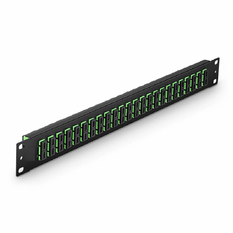 FHU™ 1U 19'' Fiber Adapter Panel, 48 Fibers OS2 Single Mode, 24 x SC APC Duplex (Green) Adapter, Ceramic Sleeve
