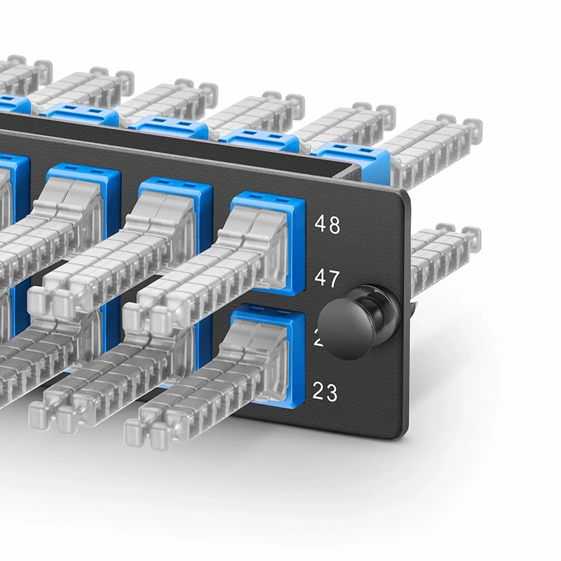 FHD™ Fiber Adapter Panel, 48 Fibers OS2 Single Mode, 12 x MDC UPC 2-Port Duplex (Blue) Adapter, Ceramic Sleeve