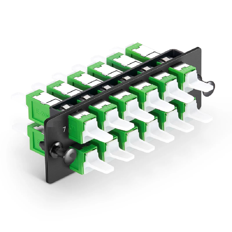 FHD™ Adapter Panel, 12 Fibers OS2 Single Mode, 12 x LSH APC Simplex (Green) Adapter, Ceramic Sleeve